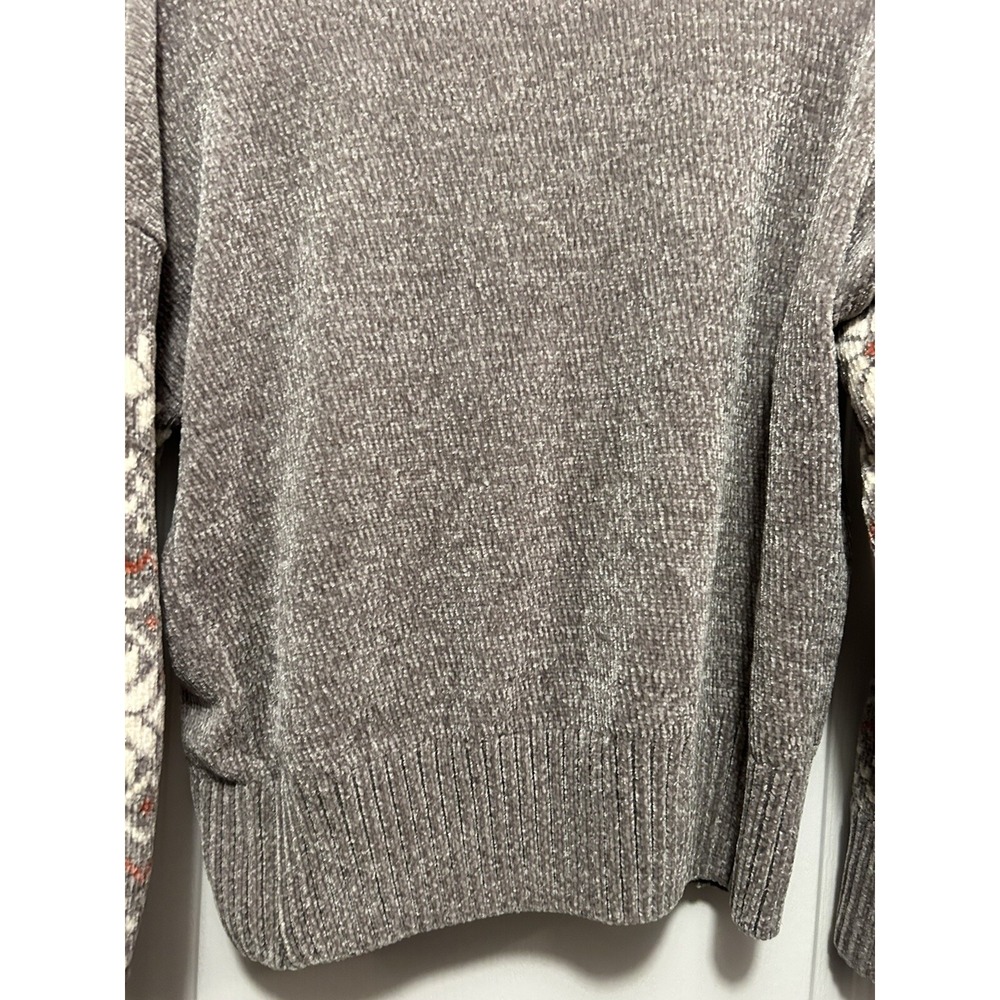 Christian Siriano New York Womens M Grey Chunky Chenille Snowflake Knit Sweater - Picture 10 of 10